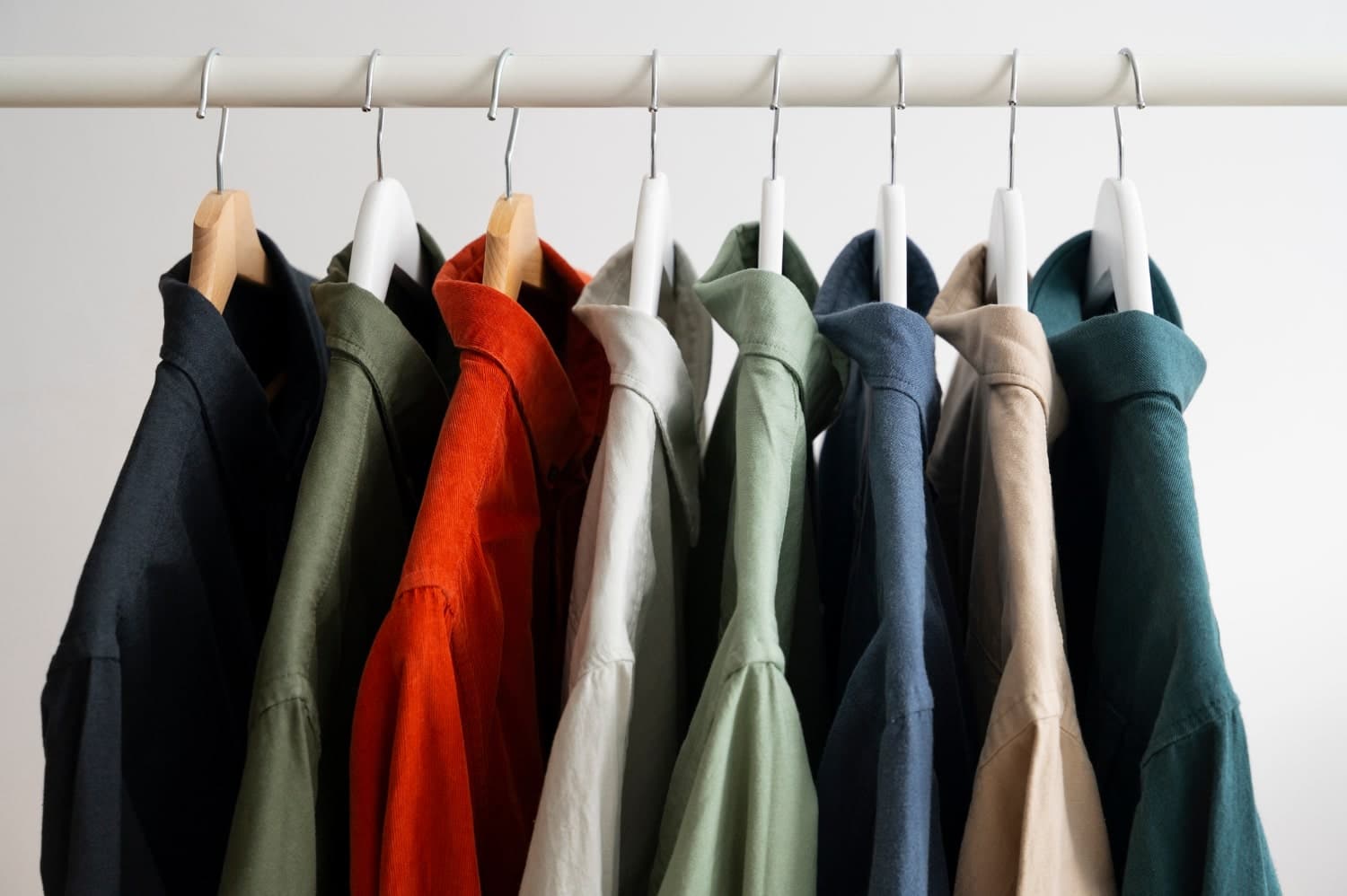 Button-down shirts hung as a full colour run